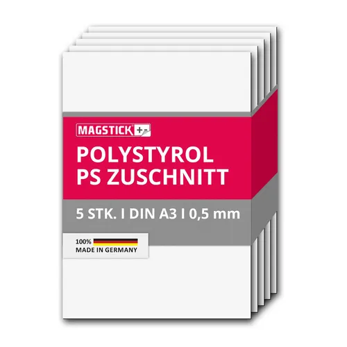 Produktbild 5er Set Polystyrol Platten weiß DIN A3 Kunststoff-PS Zuschnitte 0,5mm I mag_277
