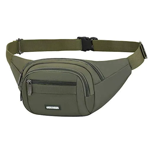 GERIINEER Bauchtasche Damen Herren Mädchen Stylisch Gürteltasche Wasserdicht Einstellbare Bum Hüfte Multifunktionale Hüfttasche Für Running Reise Sport Wanderung & alle Outdoor Aktivitäten (Olive)
