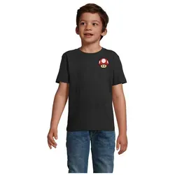 Blondie & Brownie T-Shirt PilzFacePatch Kinder T-Shirt Pilz Patch Motiv Freizeit Oberteil Tee PilzFacePatch Kinder Freizeitshirt Motiv schwarz 142/152