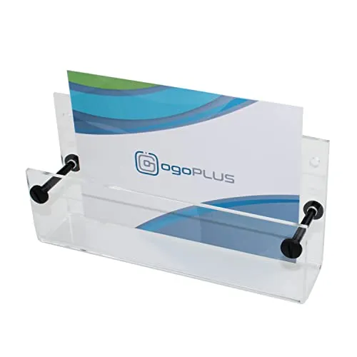 ogoPLUS DIN A6 Wandprospekthalter (Acrylglas) im Querformat, Prospektständer, Prospekthalter, Flyer-Ständer, Flyerhalter, Prospektbox glasklar, Aufsteller, Werbung, Wandmontage