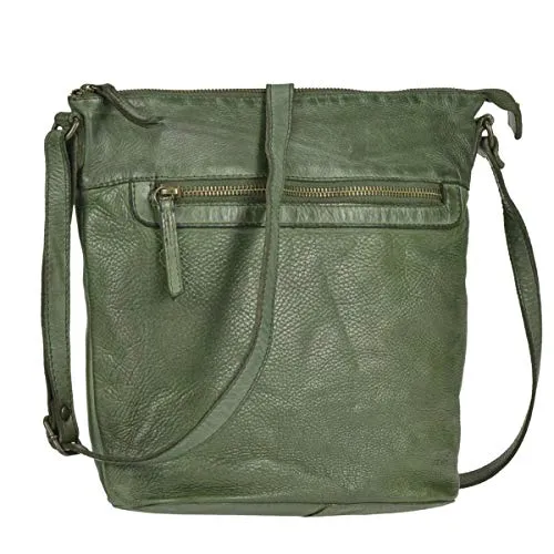 Bear Design Damen Tasche Ledertasche Umhängetasche Schultertasche 30x27cm Oliv grün