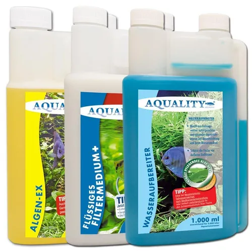 AQUALITY 3er Starter- & Pflege-Sparset 1000 Filtermedium, Algen Ex 9,33€/l