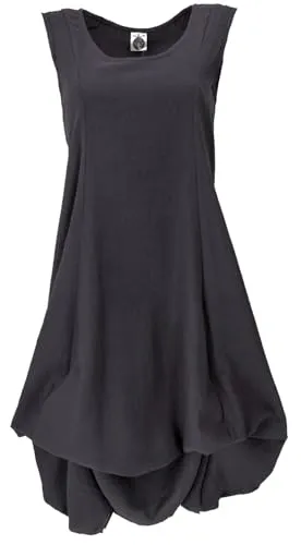 GURU SHOP Langes Wandelbares Sommerkleid - Schwarz, Damen - Freizeitkleider für Damen, vielseitig tragbar mit schnüffbarem Rücken für einen figurbetonten Look oder lockeren Sitz, ideal für warme Tage.