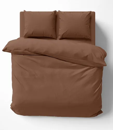 One Home Bettwäsche Unifarben, 3-teiliges Set für Doppelbett, braun - Bettwäsche-Set aus 100% Baumwolle mit Reißverschluss, pflegeleicht und trocknergeeignet für optimalen Schlafkomfort im Doppelbett.
