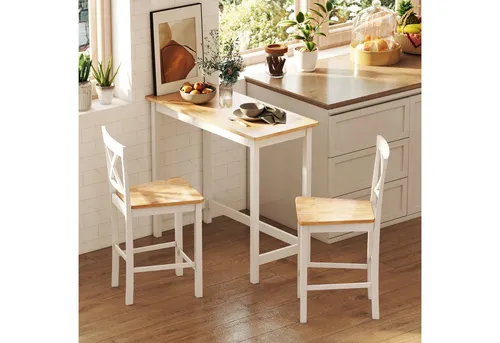 HOMCOM Bartisch Stehtisch aus Massivholz in beige von HOMCOM