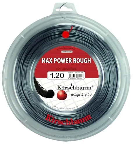 Kirschbaum Saitenrolle Max Power Rough 200m - Tennissaiten mit rauer Oberfläche für verbesserten Spin und Kontrolle, ideal für ambitionierte Spieler.