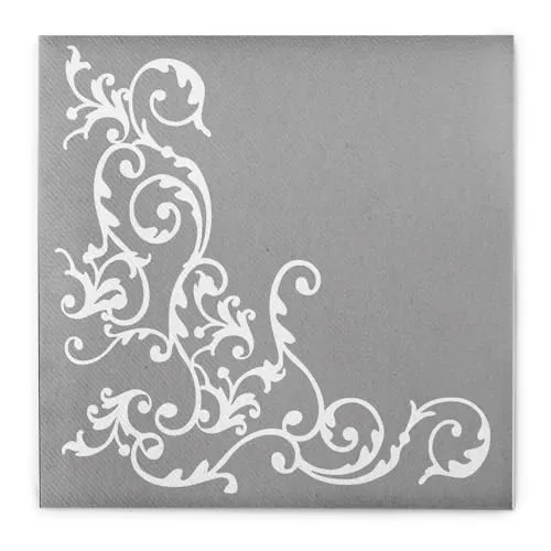 Tisch-Deko Mank Pomp Faltservietten aus Air-Laid-Papier, Tischdeko für Hochzeit, 40 x 40 cm, Silber und Weiß – 50 Stück