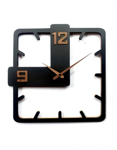 K&L Wall Art Pendelwanduhr MDF Wanduhr Holz Pendeluhr Schwarz Naturholz (lautloses Uhrwerk ohne Ticken)