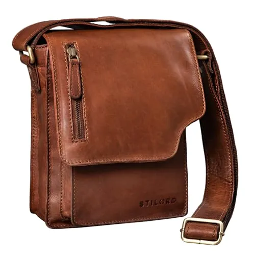 STILORD 'Pete' Umhängetasche Leder klein - Vintage Messenger Bag aus echtem Leder für Herren, ideal für Tablets bis 8,4 Zoll. Praktische Fächer für Dokumente und Smartphone, perfekt für Uni oder Büro.