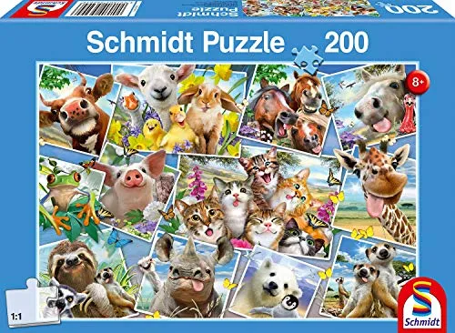Schmidt Spiele Puzzle 56294 Kinderpuzzle, Tierische Selfies, 200 Teile