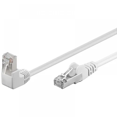 CAT 5e Netzwerkkabel, F/UTP, 1x 90° gewinkelt, weiß - Länge: 0,50 m