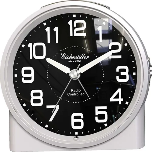 Eichmüller Funkwecker 9890-08 – Analog mit schwarzem Zifferblatt