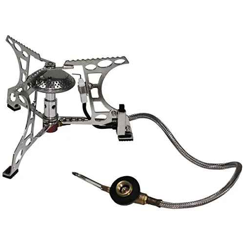 MFH Klappbarer Hochleistungs Gaskocher 3000 W - Campingkocher mit Edelstahl Brenner und Piezo Zündung, ideal für Outdoor-Aktivitäten, leicht und kompakt für den einfachen Transport.