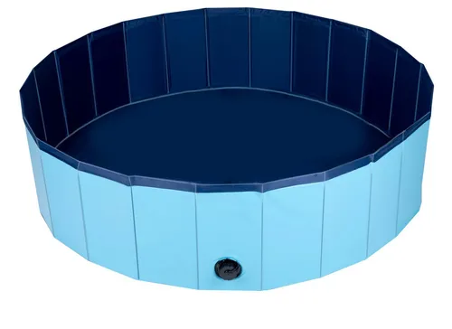Faltbarer Hundepool Ø 120 cm - Ideal für Hunde und Kinder - Spielzeug: Aufziehbarer Hundepool mit 120 cm Durchmesser, perfekt für heiße Tage, aus robustem Kunststoff und geeignet für kleine bis mittelgroße Hunde.