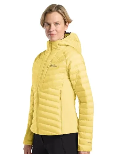 Funktionsjacke JACK WOLFSKIN ROUTEBURN PRO INS JKT W für Damen - Wetterfeste Funktionsjacke in lemonice, schützt vor Wind und Regen mit recyceltem TEXASHIELD PRO-Gewebe und bietet dank TEXATHERM PRO-Füllung optimale Wärme und schnelle Trocknung.