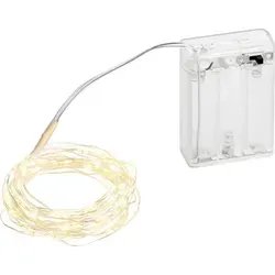 Lex Light LED Drahtlichterkette 80 Micro LEDs warmweiß Ø2mm 3,95m für Innen - Silber/Transparent