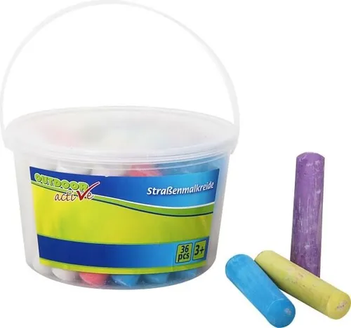Straßenmalkreide Malkreide im Eimer 36 Stück Malen Straße Steine draußen NEU