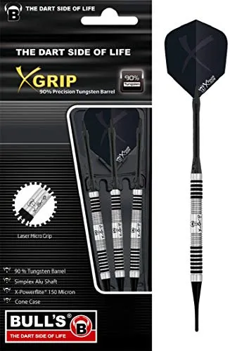 Bull's X-Grip X7 Soft Dart, Mehrfarbig (Schwarz/Silber), 18g