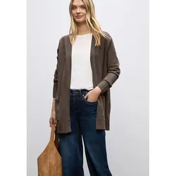 STREET ONE Cardigan offen braun 34 EU - Strickjacke ohne Verschluss, lässig geschnitten und aus elastischem Material für hohen Tragekomfort, ideal für den Alltag.