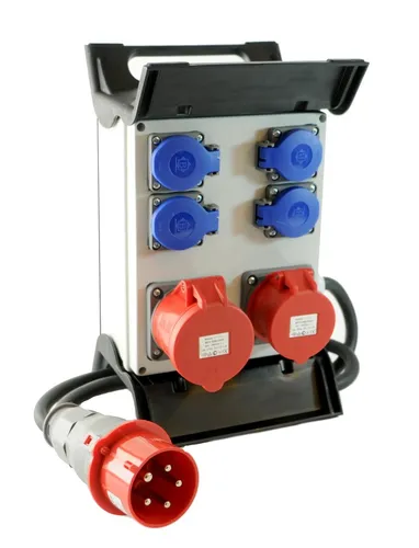 Mobiler Baustromverteiler 4x230V CEE1x16A 1x32A/400V verdrahtet 1,5m Zuleitung