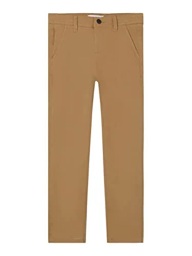 Name It Stoffhose Jungen Twill Chino Hose - Kinderhosen in Unifarbe braun, aus 98% Baumwolle, schnell trocknend und pflegeleicht, ideal für den Alltag.