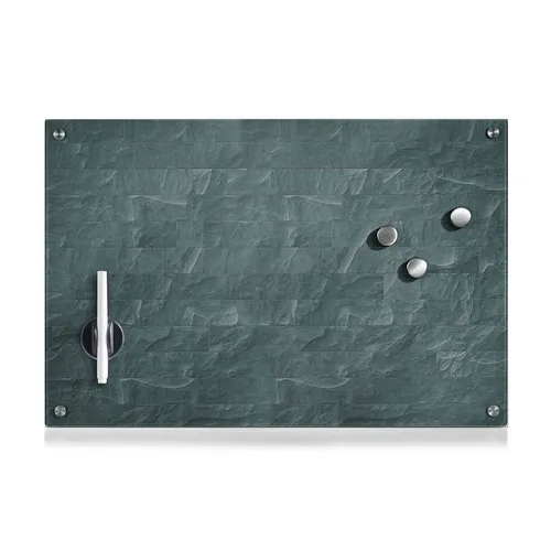 ZELLER Memoboard Magnettafel - Stonewall - Wandtafeln in anthrazit, 60x40 cm, inklusive 3 Magnete und praktischer Wischer-Stiftehalter-Kombi für eine organisierte und stilvolle Notizen-Präsentation.