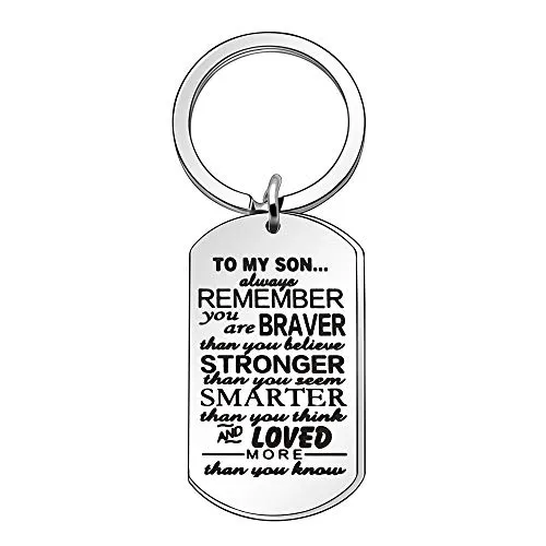 Angelra Inspirational Sohn Schlüsselanhänger Schlüsselanhänger Edelstahlanhänger Anhänger Geburtstags-Abschluss-Geschenke
