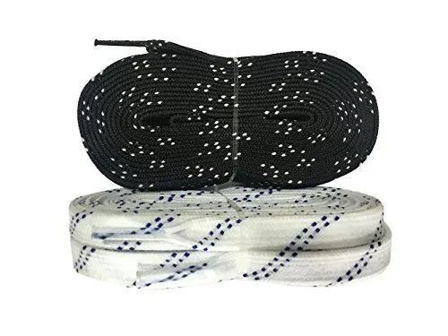 Coepoch Schnürsenkel, lang, gewachst, für Skaten, Eishockey, Eislaufen, Curling, schwarz / weiß