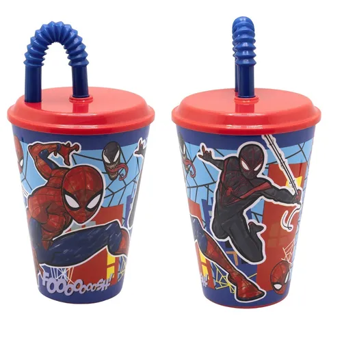 Marvel The Amazing Spiderman Trinkbecher Becher mit Halm 430 ml