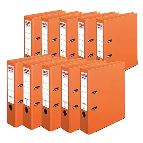 Herlitz Aktenordner maX.file protect plus 80mm orange - Robuster Kunststoff-Ordner für DIN A4 mit Wechselfenster und Qualitätshebelmechanik. Ideal für eine langlebige und sichere Aufbewahrung von Dokumenten.