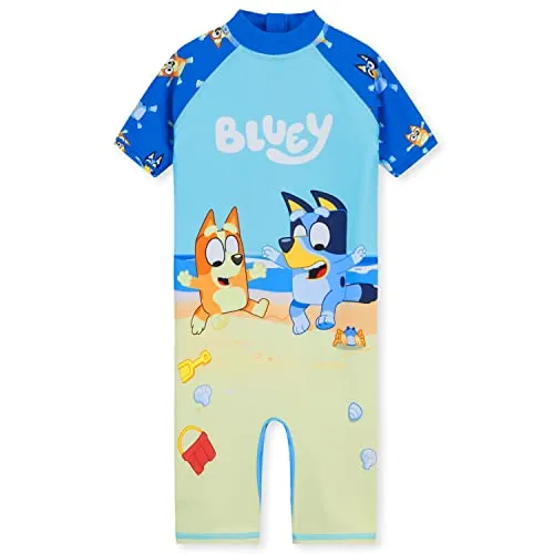 BlueY Badeanzug Mädchen Schwimmanzug Kinder und Kleinkind Einteiliger oder Zweiteiliger Bequemer Swimsuit für Sport Schwimmen Strand (3-4 Jahre, Blau)
