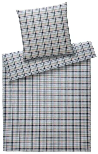 Elegante Web-Seersucker Bettwäsche Gudhjem rauchblau 155x220 cm + 80x80 cm - Bettwäsche aus 100% Baumwolle mit luftig leichtem Seersucker-Design, ideal für warme Sommernächte. Stilvoll und komfortabel für ein entspanntes Schlafgefühl.