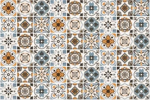 Visario Küchenfolie robust, Dekor Folie orientalisch portugisisch blau hitzebetändig, selbstklebend, aluminiumbeschichtet 5 m x 60 cm abwischbar 3000-S Art. 3174