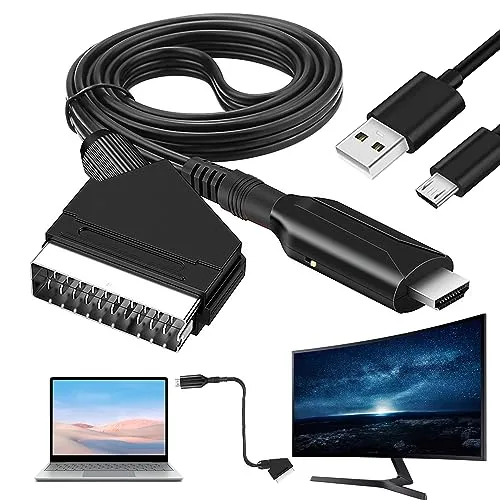 Sporgo SCART zu HDMI Adapter: All-in-One Konverter, Video Audio Wandler auf 1080p/720p Mit Kabel für HDTV, STB, VHS, Xbox, PS3, Sky, DVD, Blu-ray