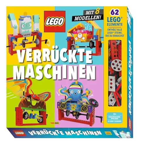 LEGO Verrückte Maschinen - Geschenkbox mit Buch (64 Seiten), 62 LEGO Elemente und 12 vorgestanzte Papierbögen für kreativen Bau-Spaß