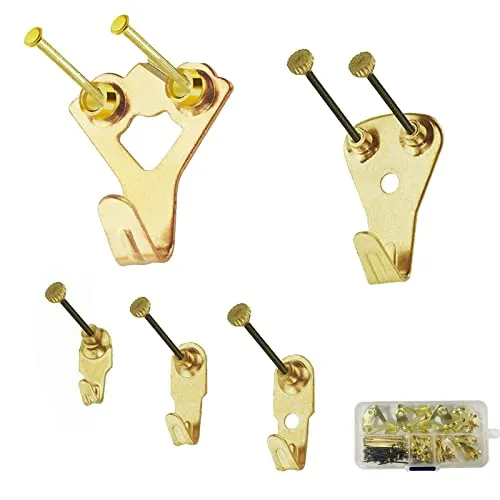 Bilderhaken, Schwerlast Bildaufhänger Set mit Schwarzen Kupferkappennägeln, 5 Größen 10-100 lbs für Rahmen Spiegel Gemälde und Dekoration 25-Teiliges Set