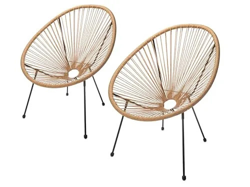 sunnypillow 2er Set Acapulco Gartenstühle - Retro Loungesessel für Innen und Außen - Lounge- & Cocktailsessel, wetterfest und pflegeleicht, perfekt für Garten, Terrasse oder Balkon mit ergonomischem Design für höchsten Komfort.