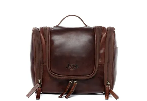 SID & VAIN Dexter Kulturbeutel aus echtem Leder - Kulturbeutel aus hochwertigem Echtleder, handgefertigt und ideal für Reisen, Sport oder den Alltag. Bietet viel Platz für Ihre Kosmetikartikel und besticht durch stilvolles Retrodesign.