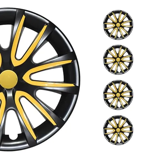OMAC Radkappen 15 Zoll Schwarz & Gelb (4er Set) - Stylische Radkappen für 15 Zoll Räder, leicht und robust. Perfekte Passform und einfache Montage für ein individuelles Fahrzeugdesign.