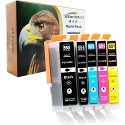 5er-Set Druckerpatronen kompatibel zu Canon PGI-550 CLI-551 für PIXMA iP-7200 iP-7250 iP-8750 iX-6850 MG-5450 MG-5550 MG-5650 MG-5655 MG-6350 MG-6450
