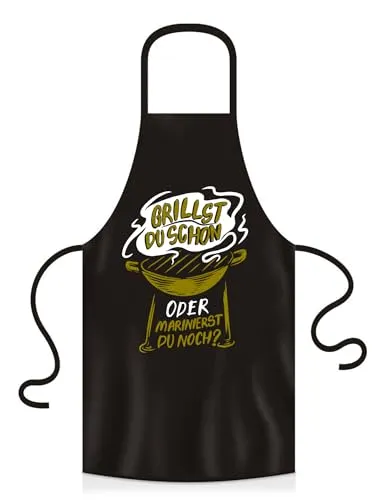 YORA Grillschürze für Männer Vatertagsgeschenk - Kochschürze lustig [inkl. Urkunde] - lustige Geschenke zum Vatertag - Geschenkideen Opa & Papa - Lustig (Grillst Du schon?)