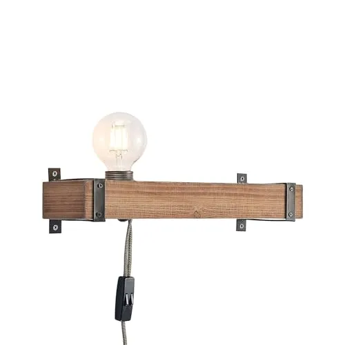 Lindby Wandleuchte Sverina - Vintage Holz Wandlampe für gemütliche Atmosphäre - Lampen: 1-flammige Wandleuchte aus Holz, ideal für Wohnzimmer, Schlafzimmer oder Flur. Inklusive Schalter für individuelles Licht, schafft eine behagliche Stimmung in jedem Raum.