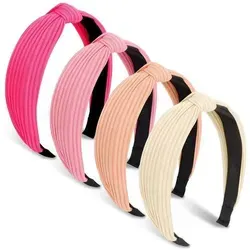 Breite Stirnbänder Damen 4er Pack - Geknotete Haarreifen im Boho-Stil - DRESHOW - 4 breite, geknotete Haarreifen für Damen im trendigen Boho-Stil. Die elastischen Stirnbänder bleiben sicher an ihrem Platz und sind perfekt für jeden Anlass. Vielseitig kombinierbar in verschiedenen Farben.