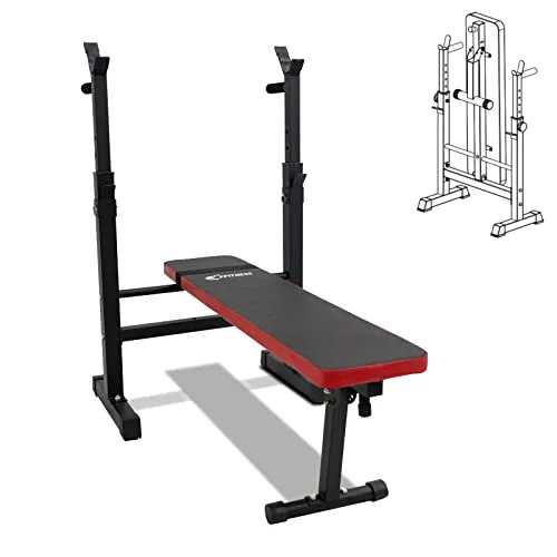 Gewichtsbank mit Ständer, Hantelbank, faltbar, verstellbar, multifunktional, Rack Weight Bench zum Gewichtheben