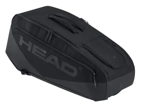 HEAD PRO X RACQUET BAG L - Schwarz - Tennisschläger Tasche mit luxuriösem Design von Novak Djokovic, Platz für bis zu 9 Schläger und CCT+ Klimakontrolltechnologie für optimalen Schutz.