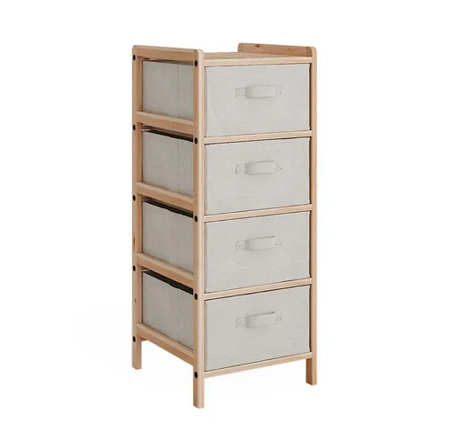 Vicco Midischrank Bruno, Beige/Holz - Midischrank mit 4 praktischen Stoffschubladen, ideal für stilvollen Stauraum im Badezimmer oder Wohnbereich. Hochwertige Materialien garantieren Langlebigkeit und ein gemütliches Ambiente.