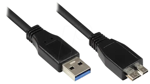 GC 2710-MB03 - USB 3.0 Kabel A Stecker auf Micro B Stecker, 3 m mit bis zu 5 Gbit/s Datenübertragung und hochwertigem Kupferkontakt