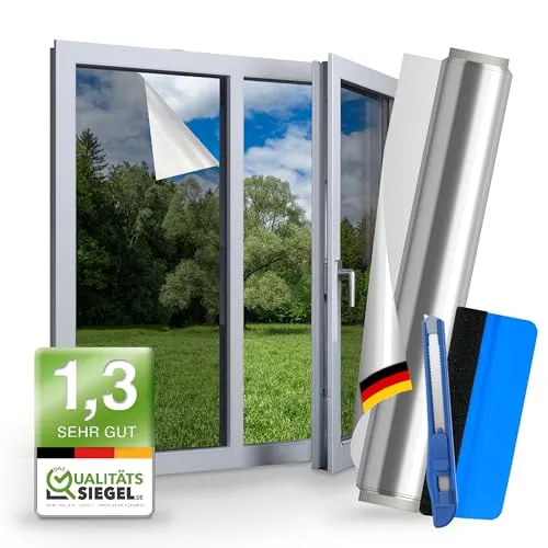 WindowShield Sonnenschutz-Fensterfolie - Fensterfolien für Innen- und Außenanwendung, selbstklebend, bietet effektiven UV-Schutz und reflektierendes Design für mehr Privatsphäre und Energieeffizienz.