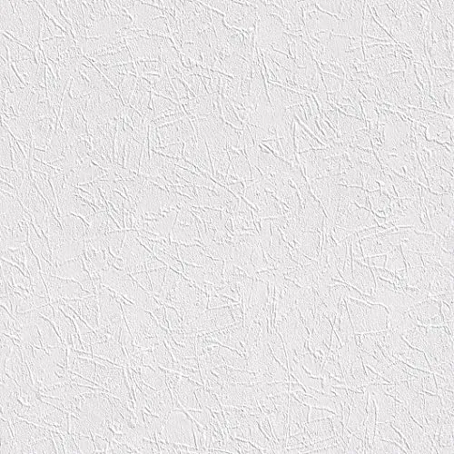 Rasch Tapete 126933 - Weiße Tapete aus Papier mit Struktur und Putz-Optik - 10,05m x 0,53m (LxB)