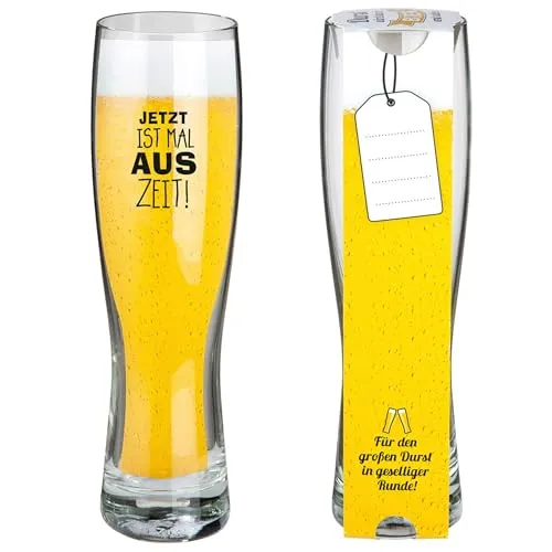 GILDE Weizenglas Auszeit – 0,5 l Spülmaschinenfest, Jäger-Motiv – Lustiges Geschenk für Vater, Feierabendbier